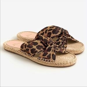 J.crew leopard canvas twisted knot espadrilles